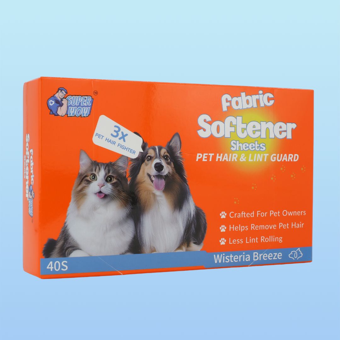 Wisteria Breeze 40ct - Pet Hair and Lint Guard Mega Fabric Softener Dryer Sheets - Superwow